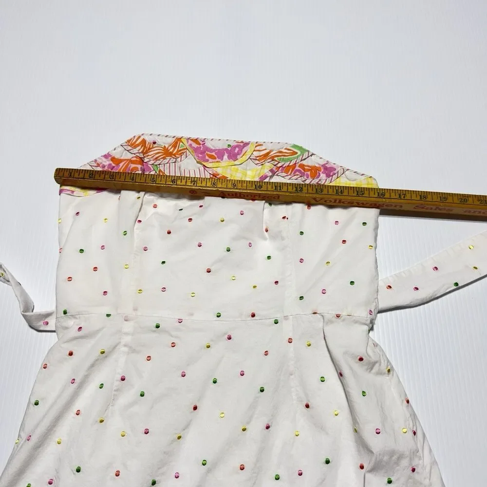 Lily Pulitzer Strapless Sienna Dress White Embroidered Colorful Polka Dot Size 8 - Picture 8 of 11